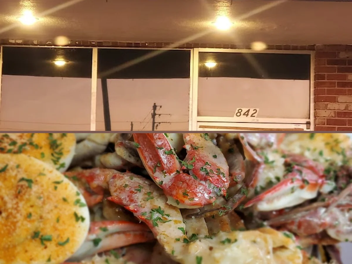Close-up of a hearty seafood meal.